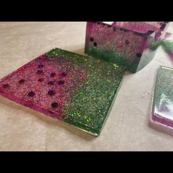 Handmade 😍🤗🍉 watermelon coaster set - Picture 3 of 10